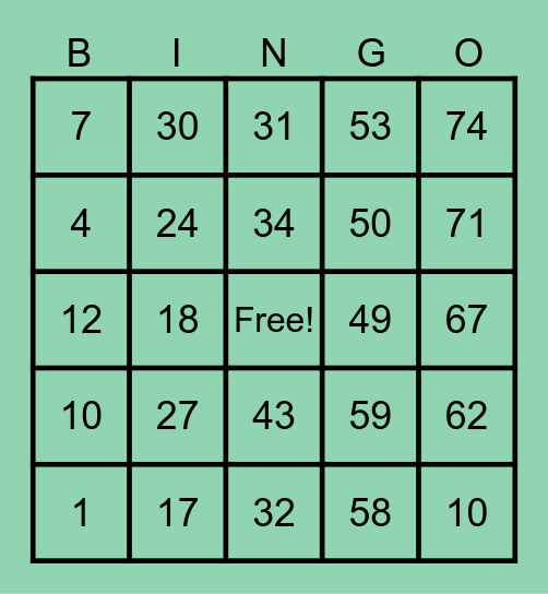 PAD`s BINGO CARD Bingo Card