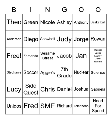 Sesame Street Bingo Card