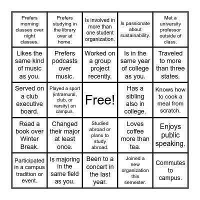 Find Someone Who... Bingo Card