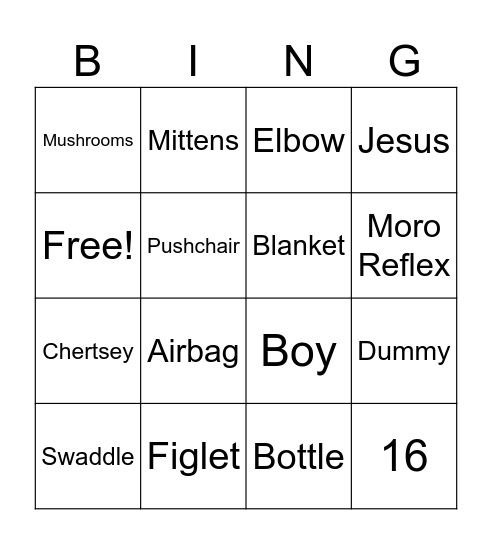 Baby Bingo Card