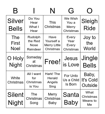 Soulful Christmas Songs Bingo Card