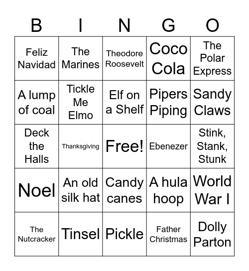 Christmas Trivia Bingo Card