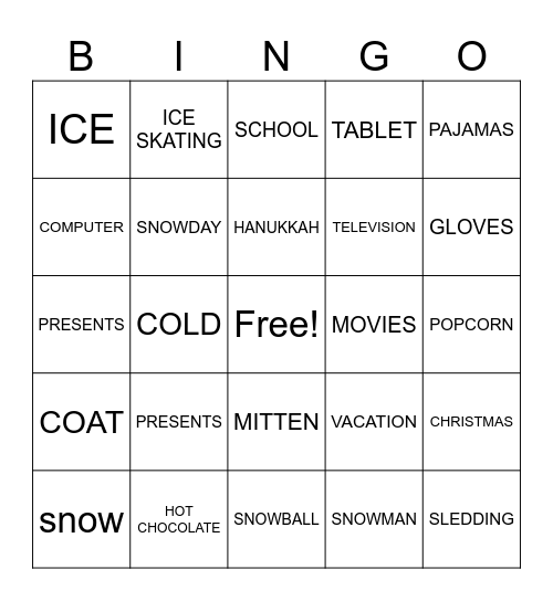 WINTER BINGO Card