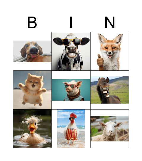 Animales Bingo Card