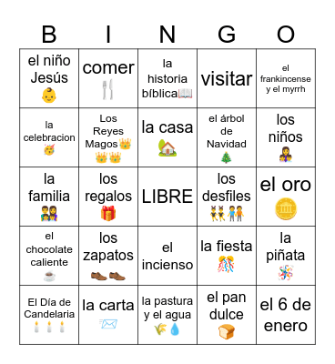 DIA DE REYES MAGOS Bingo Card