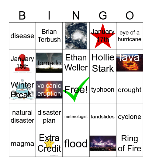 Natural Disaster Bingo 6A Bingo Card