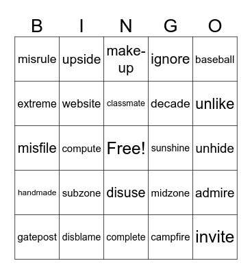 4.2 Bingo Card