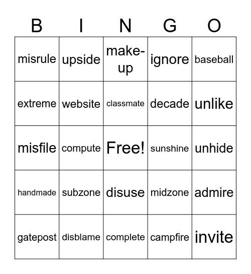 4.2 Bingo Card