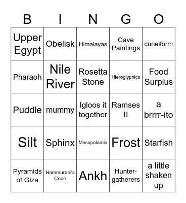 Holidays Bingo Card