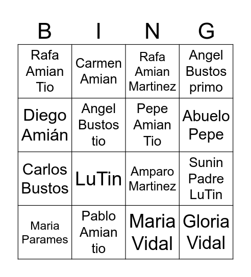 Villancicos Amianos Bingo Card