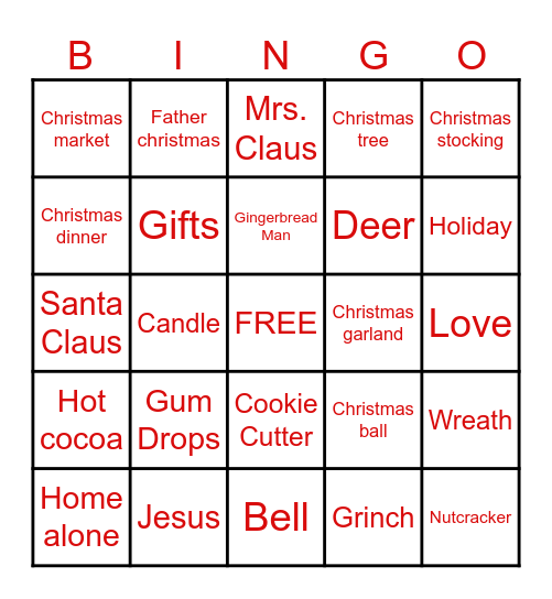 Holiday Fun! Bingo Card