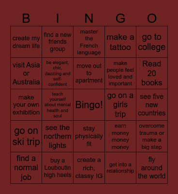 YEAR 2025 Bingo Card