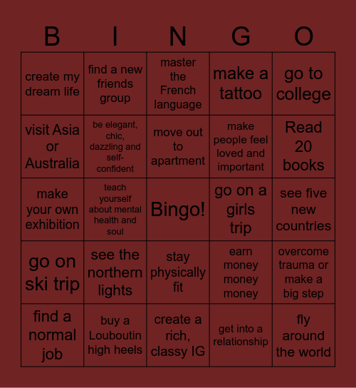 YEAR 2025 Bingo Card