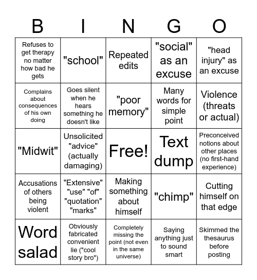 14.4K Fuckwit Bingo Card