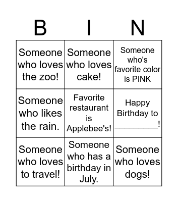 Fall Fling Get to Know You Bingo! Bingo Card