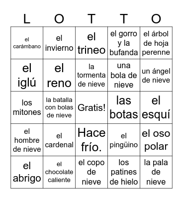 Loto de Invierno Bingo Card