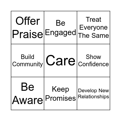 Welcome, Comfortable, Important, Understood Bingo Card