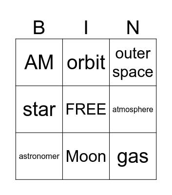 Astronomy BINGO Card