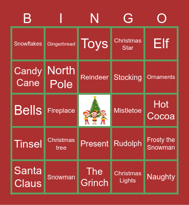 Virtual Holiday Bingo Card