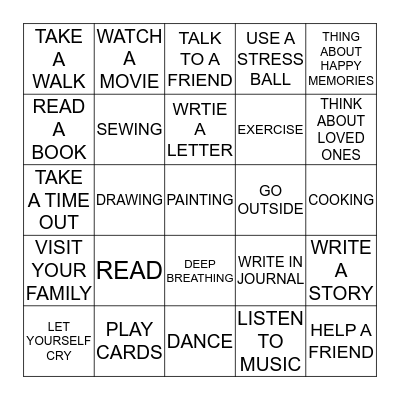 GOOD COPING SKILLS Bingo Card