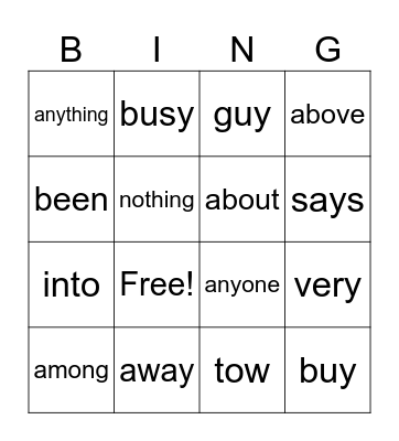 HMH SL Module 4 Heart Word Review Bingo Card