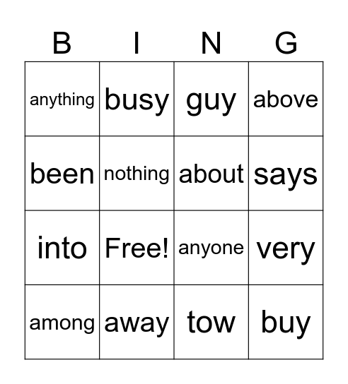 HMH SL Module 4 Heart Word Review Bingo Card