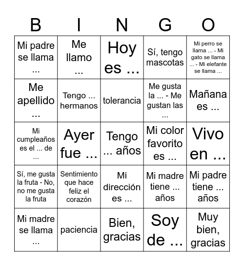 Preguntas y respuestas Bingo Card