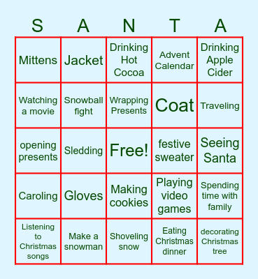 Winter Bingo Card