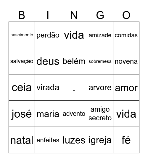 Natal Bingo Card