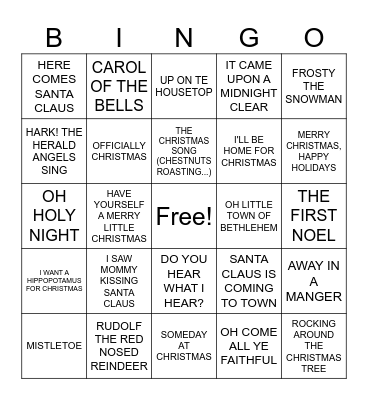 Music Bingo Card