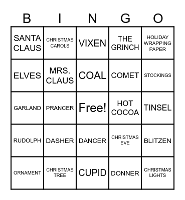 Christmas Bingo! Bingo Card