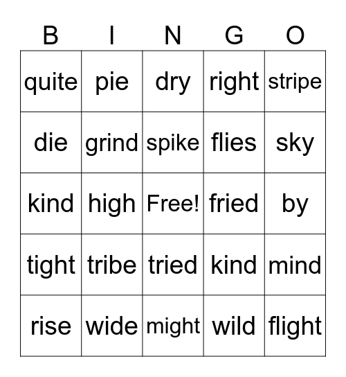 Long i Bingo Card