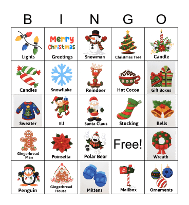 2nd Grade Holiday Bingo Card