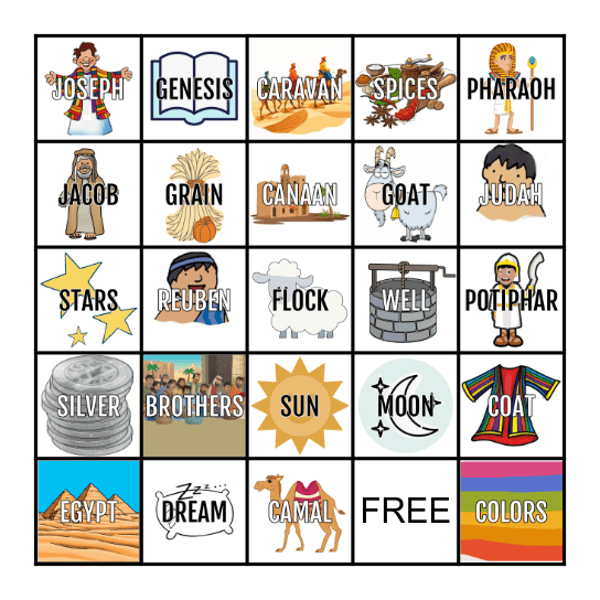 JOSEPH'S COAT Bingo Card