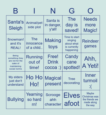 Christmas Movie Bingo Card