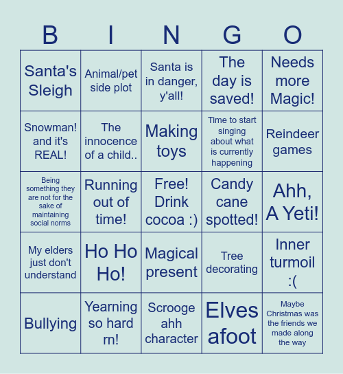 Christmas Movie Bingo Card