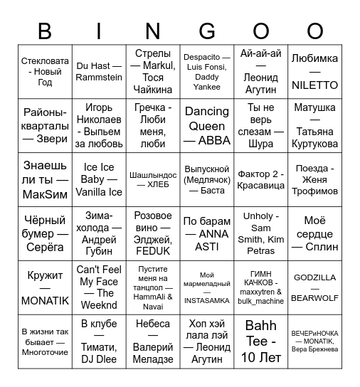 Новый год 2025 Bingo Card