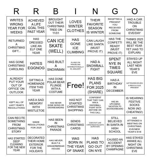 RR HOLIDAY BINGO! Bingo Card