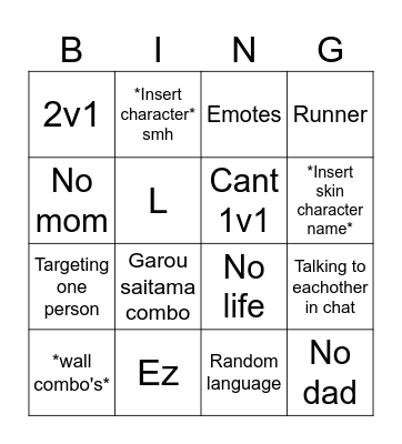 TSB Bingo Card