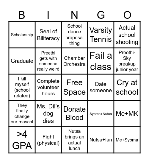 MHS Bingo Card