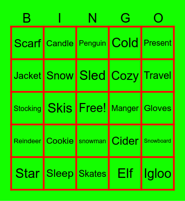 Winter Break Bingo Card