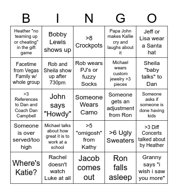 The Christmas Party Bingo Bonanza Bingo Card