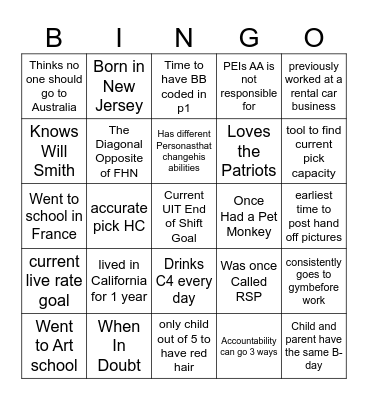 BHD BINGO! Bingo Card