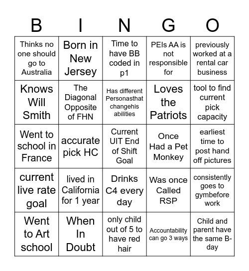 BHD BINGO! Bingo Card