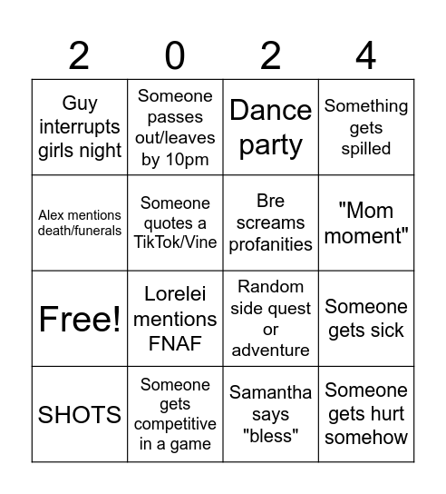 XMAS GIRLS NIGHT Bingo Card