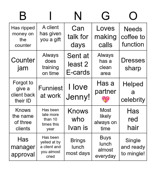 Vermont/Hollywood Bingo Card