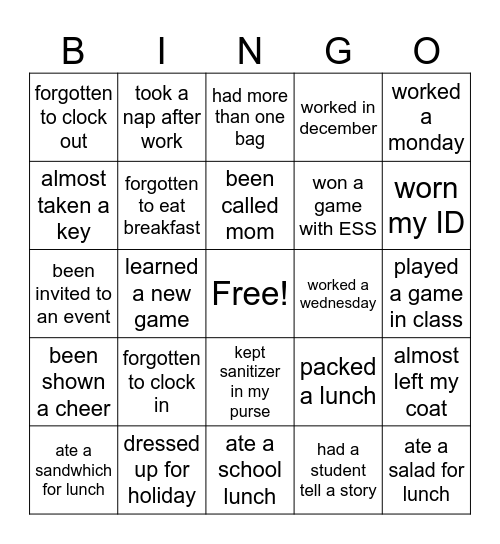 ESS BINGO Card