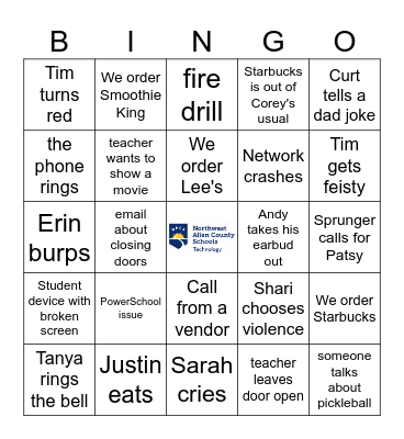 NACS Tech Bingo Card