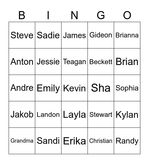 Clegg Christmas Bingo Card