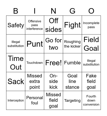 Football Bingo Card